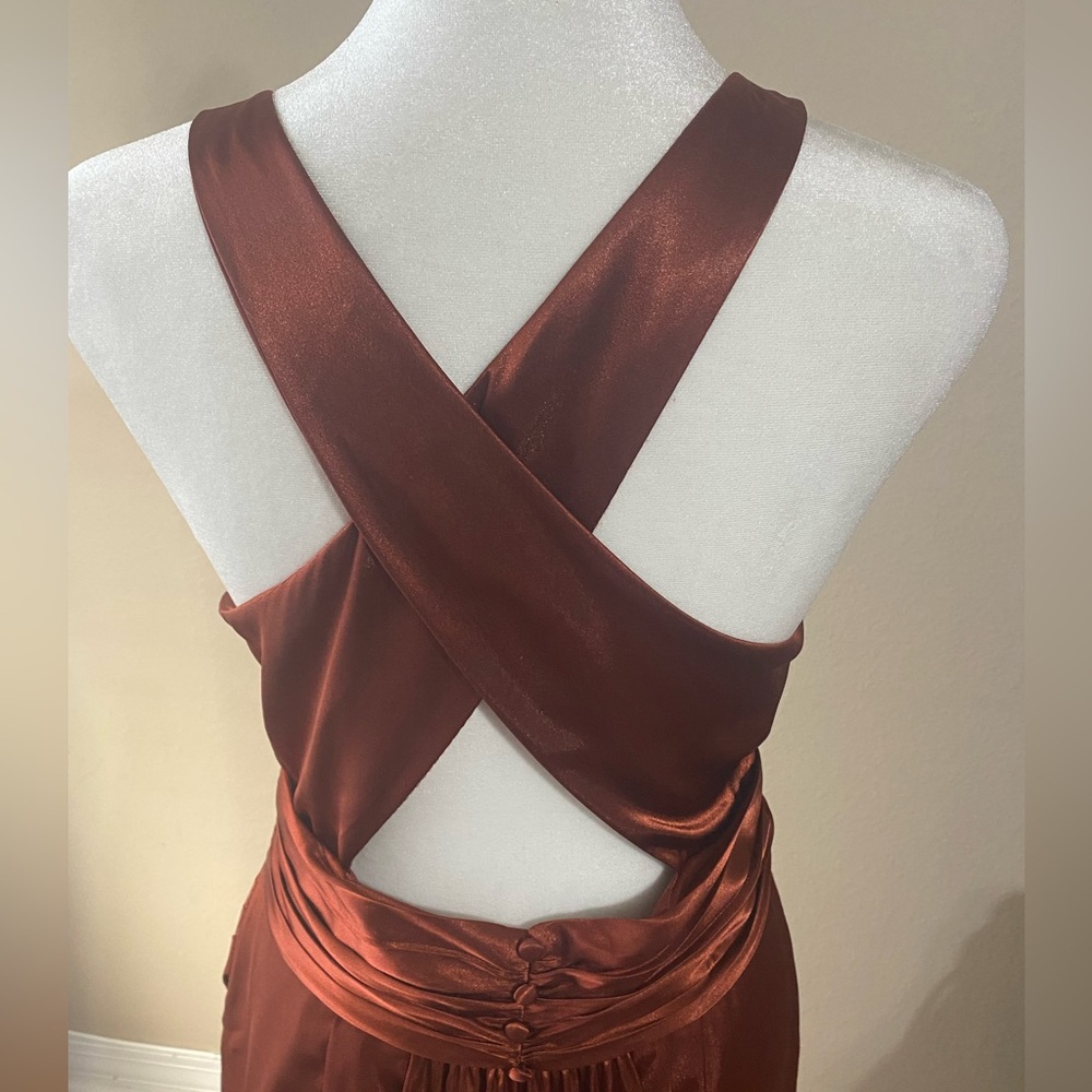 Galina Signature Cinnamon Rust Brown Formal Dress Train Prom Size 10 - Picture 7 of 14